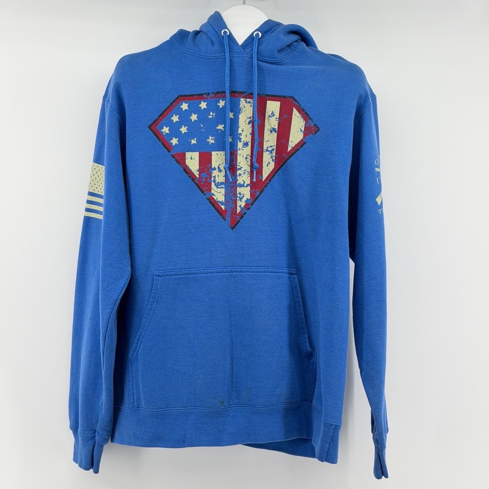 Grunt Style Super Patriot Hoodie Mens Medium Graphic Patriotic Shield Logo
